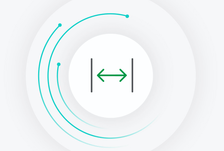 Green left-pointing arrow within a circular icon, indicating a shift or movement in that direction.