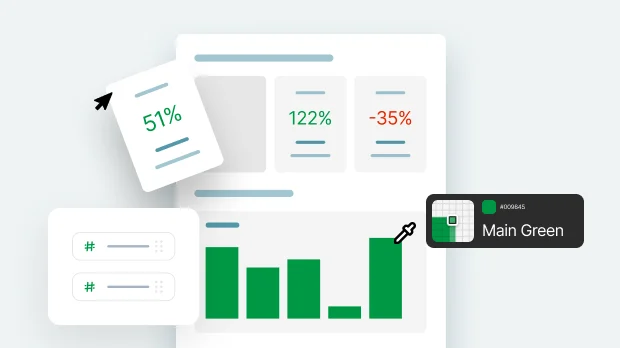 A green bar chart featuring a green bar graph, representing powerful tools for personalized and impactful data presentations.