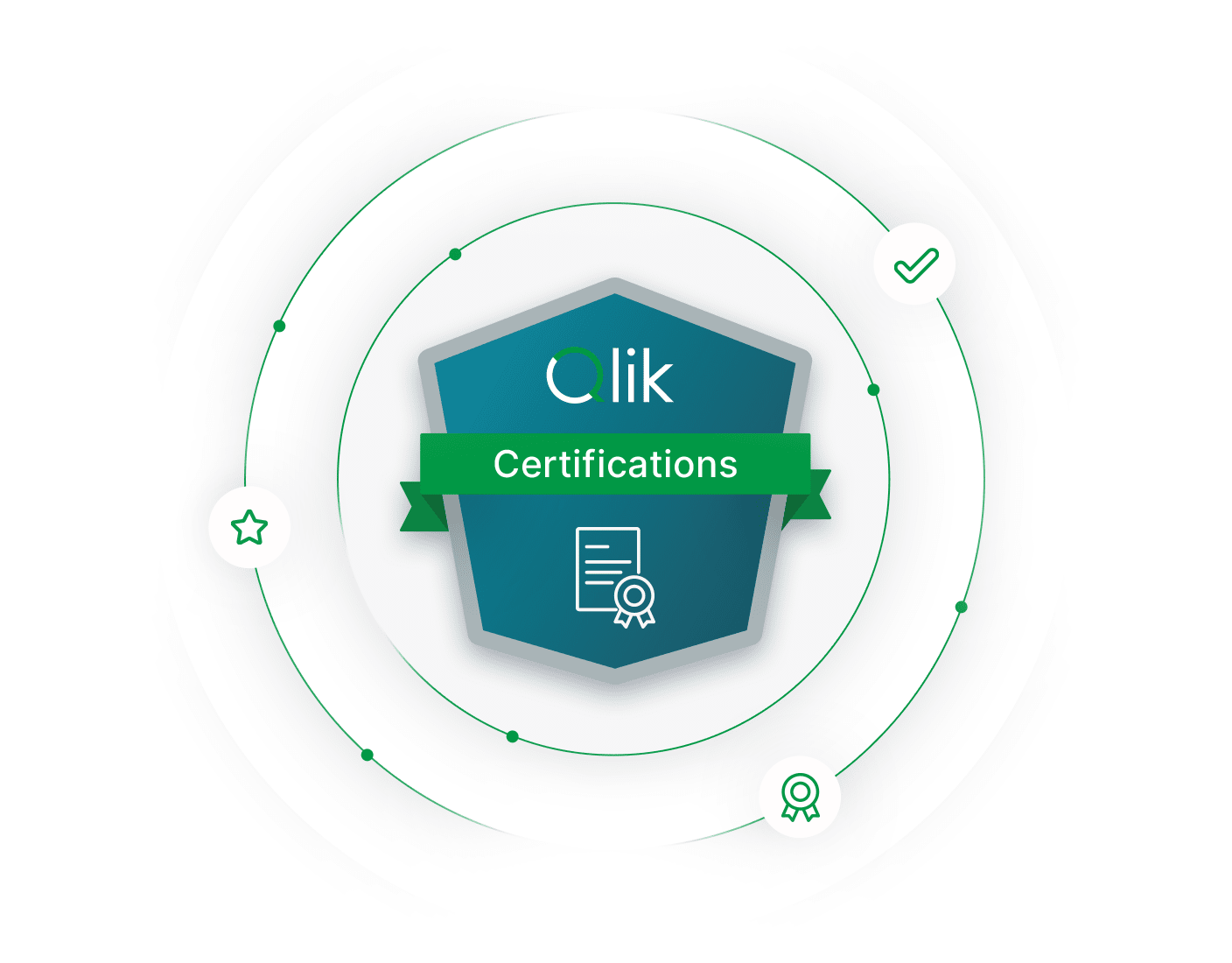 Emblem of the Qlik certification program, showcasing a unique design that symbolizes excellence and professional standards.