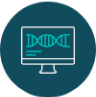 Icon of DNA displayed on a computer monitor