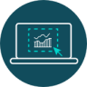 Icon of a laptop screen displaying charts