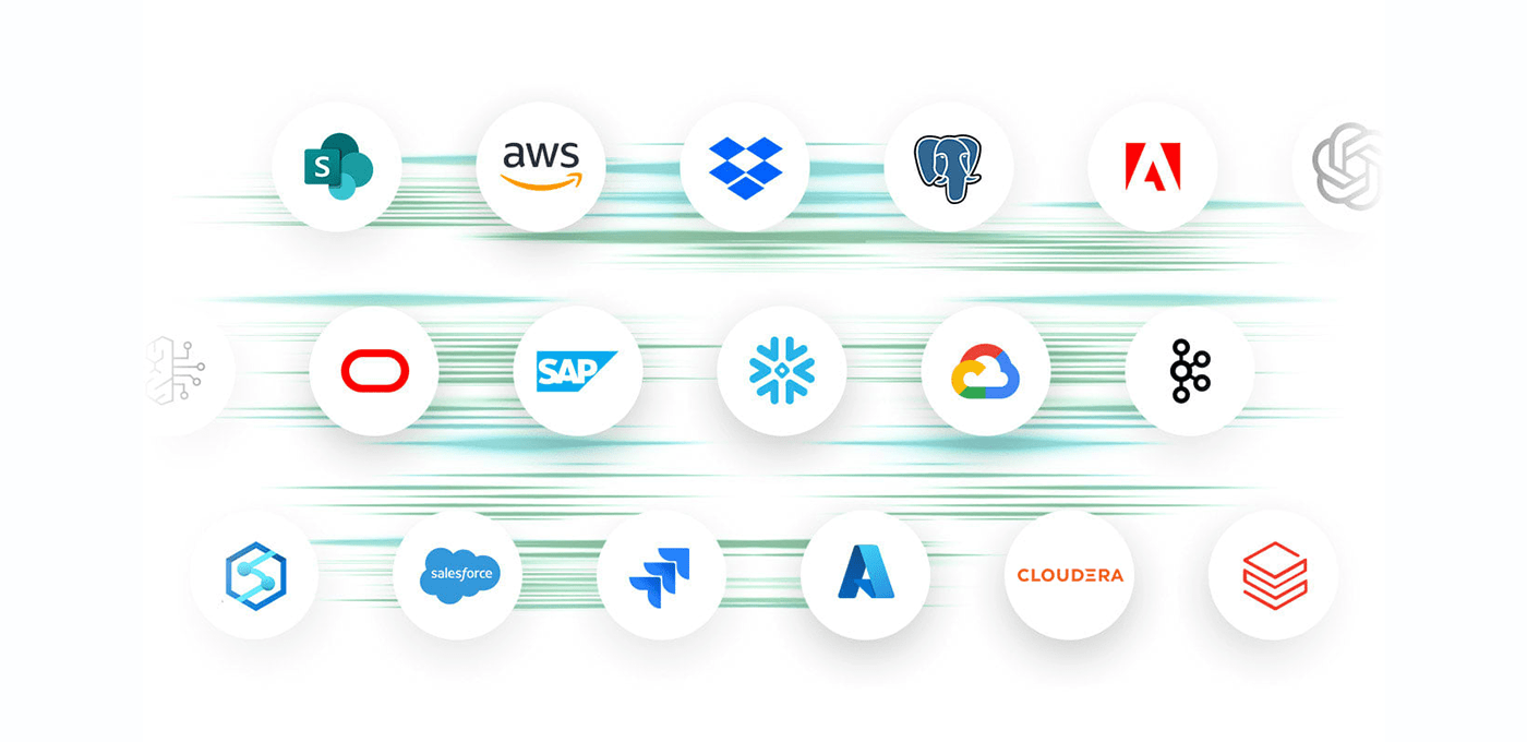 An assortment of logos set against a white backdrop